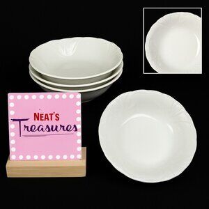 Wallace Heritage YORKSHIRE White Swirl Porcelain Fruit Sauce Dessert Bowls Set 4